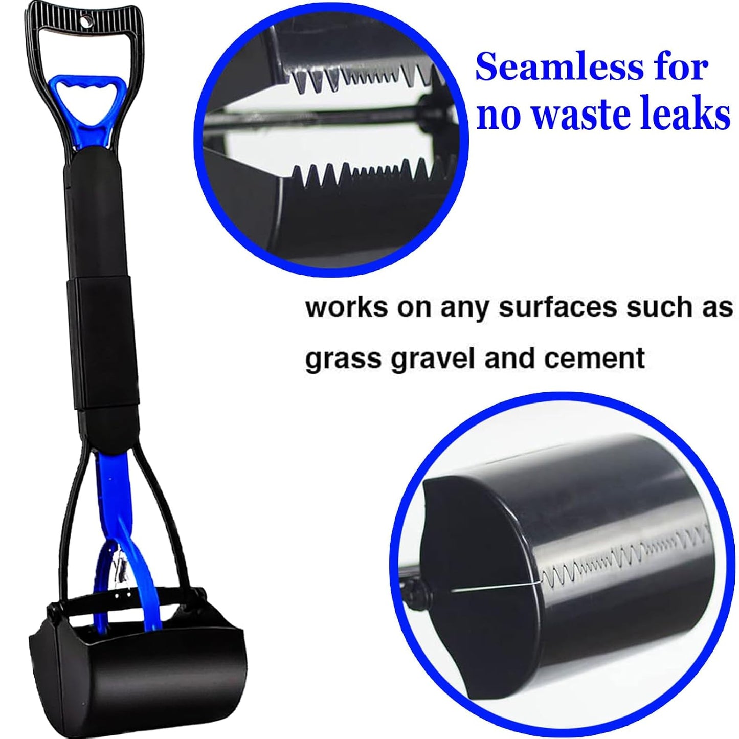 Pooper Scooper 2 Pack with 20 Litre Step Dog Poop Trash Can, 28" Long Handle Dog Poop Scoopers for Large Small Dogs Heavy Duty, Removable Inner Bucket for Outdoors, 50 Waste Bags Included (Blue)