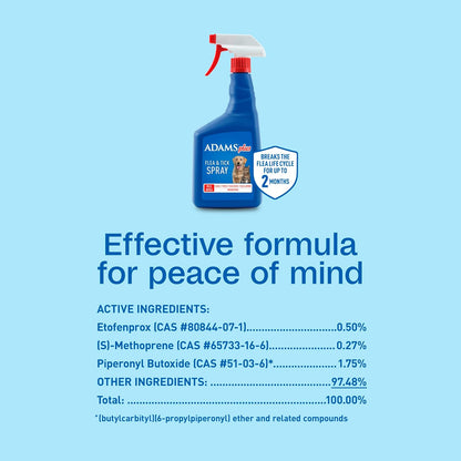 ADAMS Plus Flea & Tick Dog and Cat Spray, Kills Fleas, Ticks and Mosquitoes, 32 Fl Oz