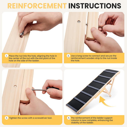 Dog Ramp for Bed – Adjustable 6-Level 24" to 30" Foldable Pet Ramp with Rubber Mat & Safety Side Rails, Ideal for Small, Medium, Large & Senior Dogs Up to 200 lbs