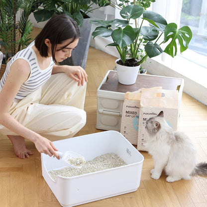 FUKUMARU Tofu Cat Litter, 5.4 kg, Quick Clumping Cat Litter with Super Absorbent Material, Instantly Absorbent, Dust-Free, Low Trace Formation, Rinses in The Toilet, Odour Control