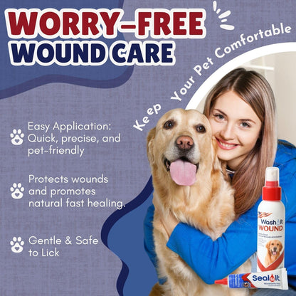 Dog Wound Care Gel & Wash Duo Pack | Styptic Powder Alternative for Dogs & Cats - Quick Stop Bleeding for Cuts (15ml) | Wash It Wound Wash for Dogs & All Pets/Animals to Gently Cleanse Wounds (4oz)