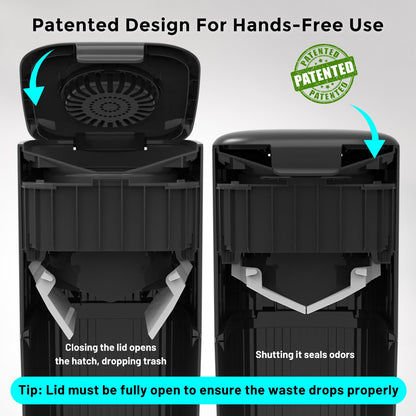 Cat Litter Disposal System for Odor Control, Hands-Free Patent Structure Litter Trash Can, 2 Refill Cartridge Dual-Color Bags Last Up to 36 Weeks(Over 8 Months)