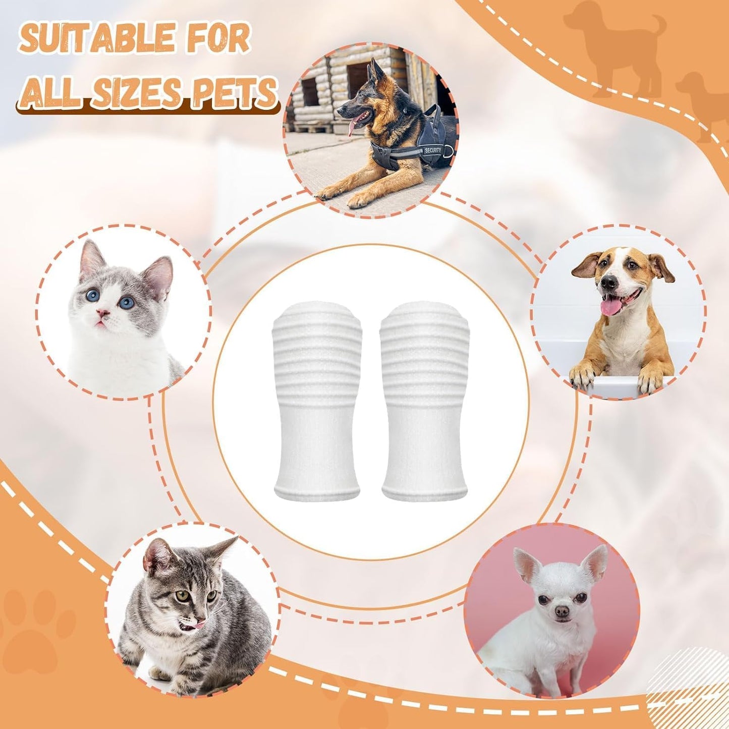 Dual Sided Cat Toothbrush Dog Toothbrush Finger Brush Micro Head, Suitable for Small to Large Dogs & Cats (White, Small)
