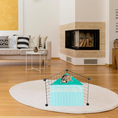 Kisangel Hamster Huts and Guinea Pig Hideout Hammock Polar Fleece, Small Animal Nest for Cage Corner, Mint Green Concealed Pet Shelter for Hamsters and