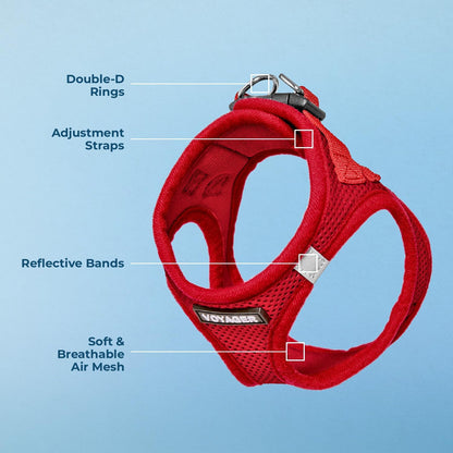 Best Pet Supplies Voyager Step-in Air Harness - All Weather Mesh, Reflective, No Pull Harness for Dogs, Cats - Secure with Hook & Loop Fastener, Buckle, Double D-Rings - Red, XS