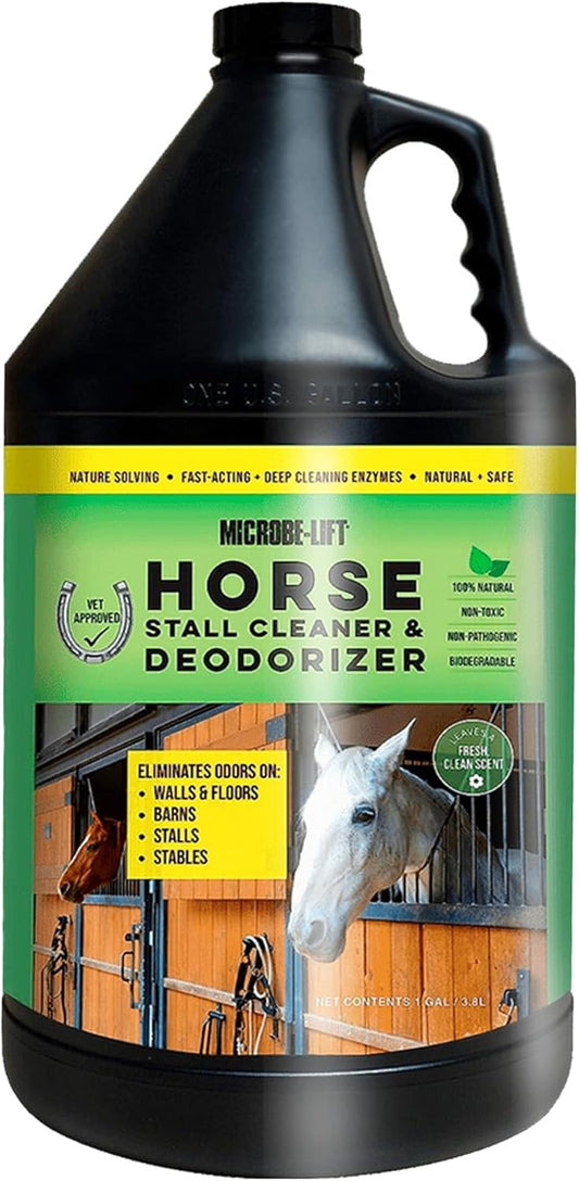 Microbe-Lift Horse Stall Cleaner & Deodorizer – 1 Gallon – Safe Concentrated Spray for Barns, Stables & Horse Areas – Fresh Clean Scent for All Surfaces – Food & Water Safe Formula