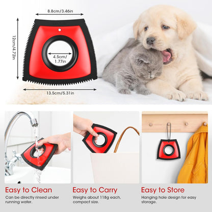 Pet Hair Removal Tool, Cat & Dog Hair Remover for Car Couch Furniture Carpet Clothing, Triangle Multi-Surface Pet Hair Remover for Auto Interior Detailing Supplies Mini Pet Hair Detailer