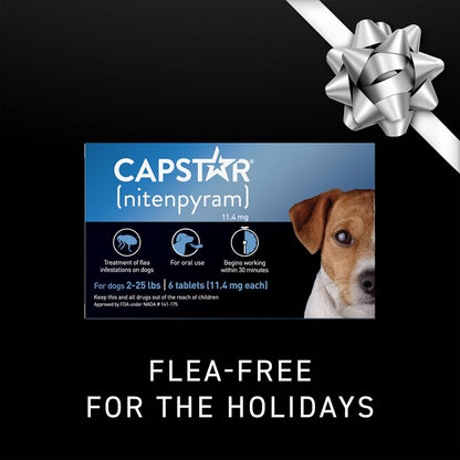 Capstar (Nitenpyram) Fast-Acting Oral Flea Treatment for Dogs 2-25 Lbs, Vet-Recommended Medication Tablets, Flea Tablets for Dogs Start Killing in 30 Minutes, 6 Doses