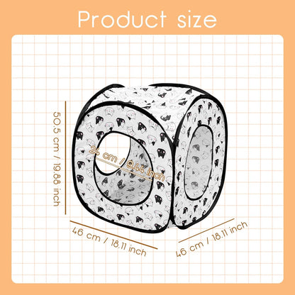 Andiker Cat Tent, 3 Holes Safe and Strong Cute Cats Tunnel Collapsible Easy to Carry Cat House for Indoor Cats Kittens Hiding Playing Training Sleeping (Square Black)