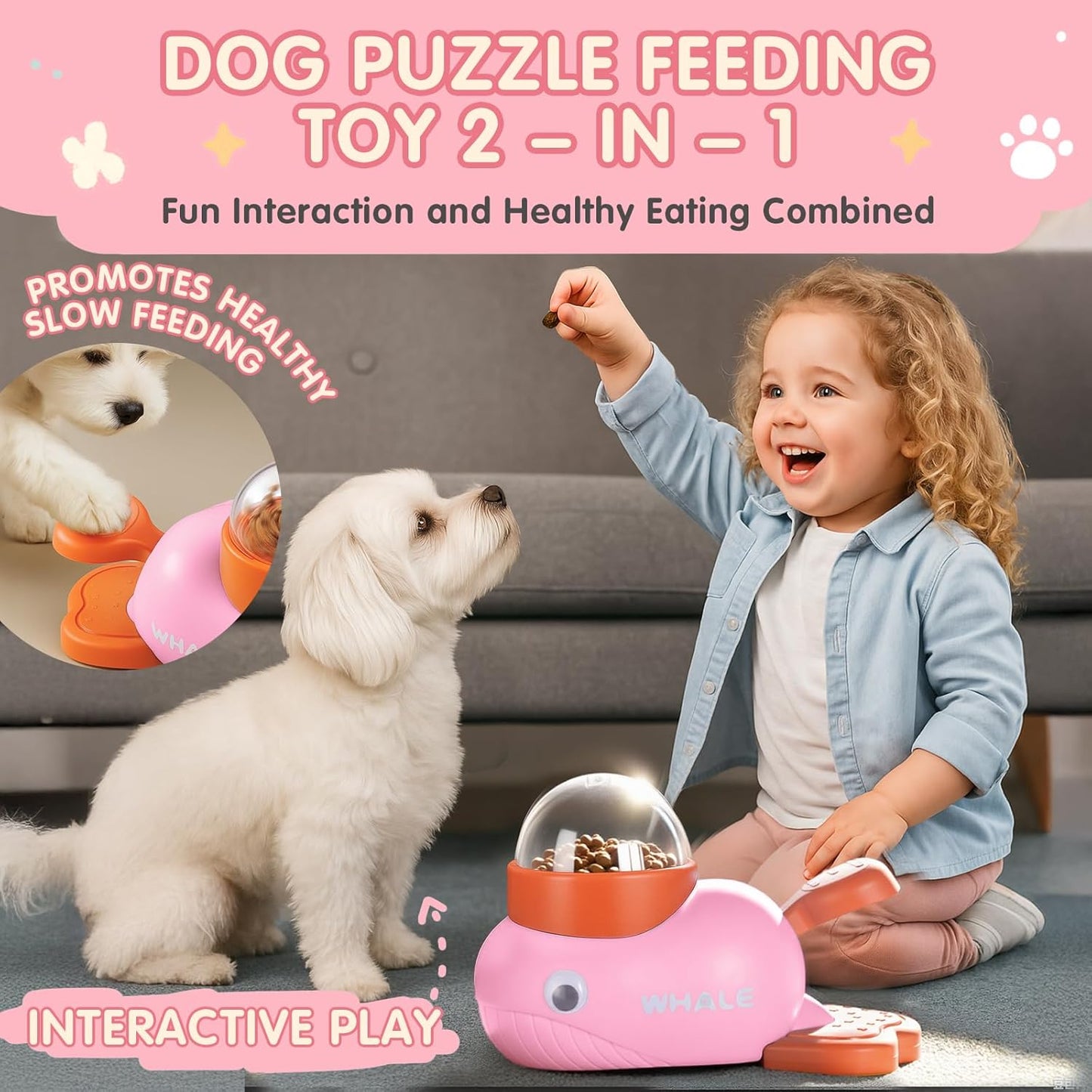 Interactive Dog Toys & Cat Toys for Indoor Cats, Dog Puzzle Toy Slow Feeder Bowl, Puppy Enrichment Toys, Interactive Cat Toys, Dog Feeder Puzzle Toy for Smart Dogs to Keep Them Busy & Healthy Eating