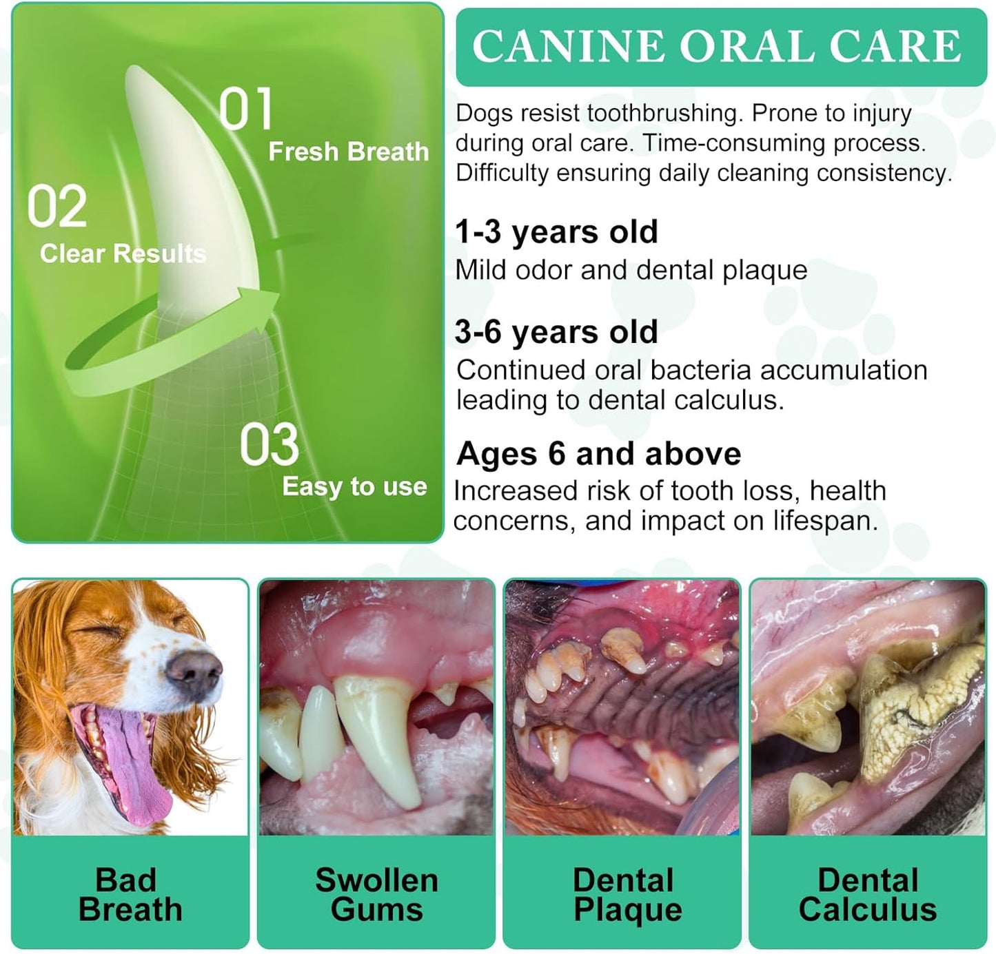 Dog Dental Powder - Teeth Cleaning Powder for Dogs - Dog Dental Care - Plaque & Bad Breath Off P-owder D-og - D-ental Care Supplies for Small - Medium - Large Do-gs