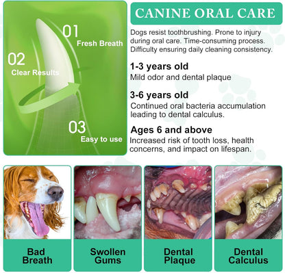 Dog Dental Powder - Teeth Cleaning Powder for Dogs - Dog Dental Care - Plaque & Bad Breath Off P-owder D-og - D-ental Care Supplies for Small - Medium - Large Do-gs