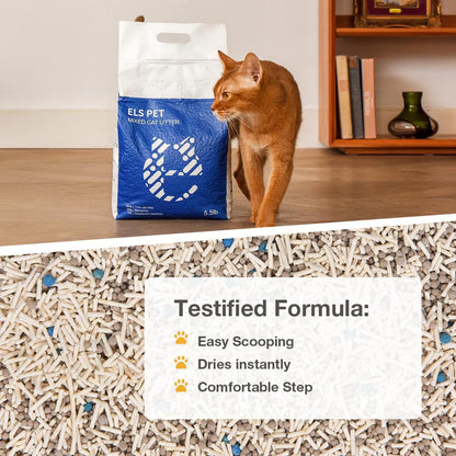 2PCS 3 in 1 Mixed Cat Litter，Strong Clumping Cat Litters,Odor Control and Unscented Ultra Absorbent Water Flushable Bentonite Tofu Cat Litter,Dust-Free,5.5 lbs/Bag