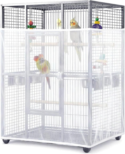 Large Bird Cage Cover Net, Adjustable Bird Cage Cover Net White Birdcage Nylon Mesh Nets Soft Airy Skirt Guard for Parrot Cages(118 x 32 Inch, White)