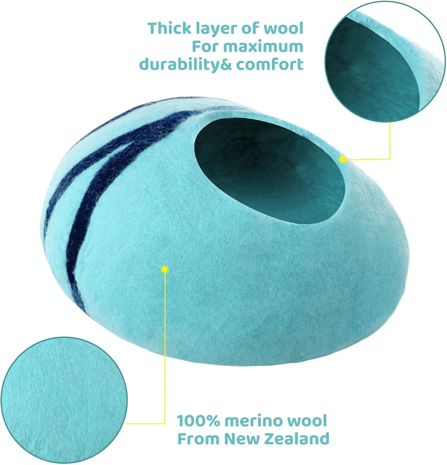 Cat Cave,Premium Felt Cat Bed for Indoor,Cave Bed Artificial Wool Comfortable Warm Hideout Pet Kitten Dome for Indoor