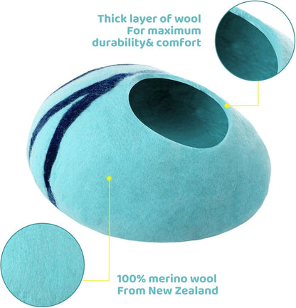 Cat Cave,Premium Felt Cat Bed for Indoor,Cave Bed Artificial Wool Comfortable Warm Hideout Pet Kitten Dome for Indoor