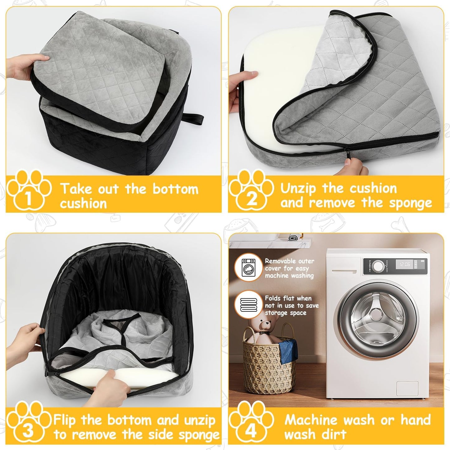 Dog Car Seat for Small Medium Dogs Under 30lbs Pet Booster Seat with Safety Leash and Storage Pockets Detachable Washable Puppy Car Seat Travel Bed to Front Backseat (Black&Grey)