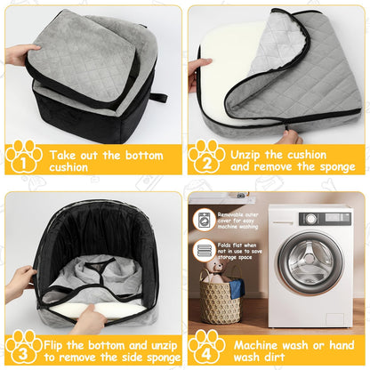 Dog Car Seat for Small Medium Dogs Under 30lbs Pet Booster Seat with Safety Leash and Storage Pockets Detachable Washable Puppy Car Seat Travel Bed to Front Backseat (Black&Grey)