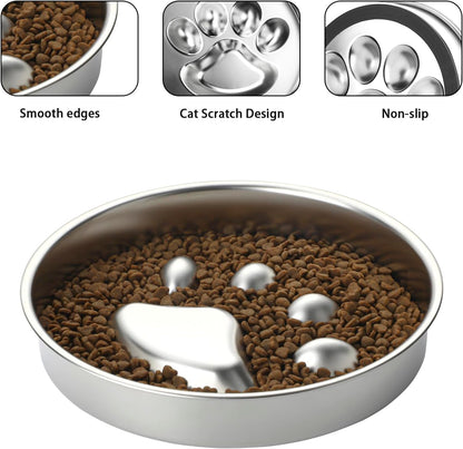 Slow Feeder Dog Bowls Stainless Steel Bowl with Non-Slip Rubber Base Metal Bowl for Small Medium Large Breed Dogs
