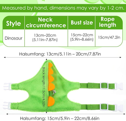 Ferret Harness and Leash Set Small Animals Vest Harness with Safe Bell Dinosaur Shaped Leash Set for Baby Rabbit Guinea Pig Teacup Chihuahua Mouse and Other Small Pet