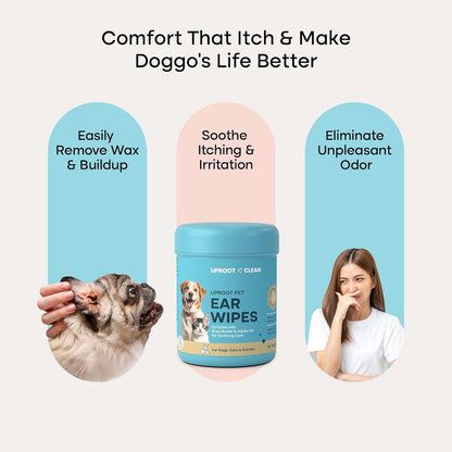 Uproot Clean Easy Pet Hygiene Bundle: Dog Ear Cleaner Finger Wipes, Cat Eye Wipes, Dog Paw Cleaner, & Pre-Soaked QuickClean Gloves Pro - Save Time After Messy Walks and Keep Your Furry Pals Tidy