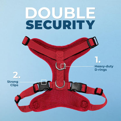 Best Pet Supplies Voyager Step-in Lock Pet Harness w Reflective Pet Leash Combo Set with Neoprene Handle 5ft - Supports Small, Medium and Large Breed Puppies/Cats - Red Set, XL