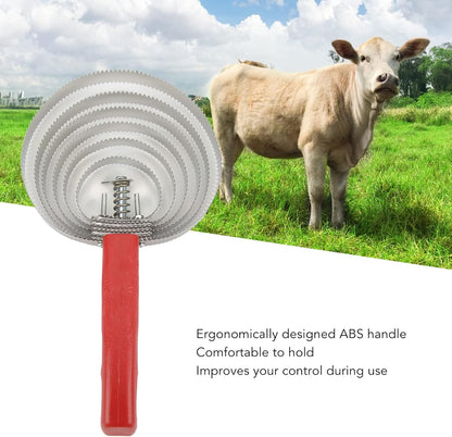 Curry Comb, Reversible Stainless Steel Curry Comb with Soft Touch Grip Curry Brush for Cow Sheep Dog Goat Horse Brush Supplies