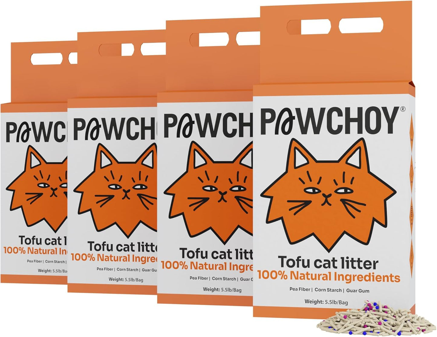 Tofu Cat Litter – Clumping, Flushable, Ultra Absorbent & Fast Drying | 100% Natural, Dust-Free, Low Tracking | Water-Soluble & Eco-Friendly (5.5 lbs x 4 Bag)