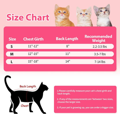 2 PCS Cat Recovery Suit Female Cat Onesie for Cats After Surgery Spay Abdominal Wounds, Kitten Surgery Recovery Suit Female Breathable E-Collar Alternative Kitten Onesie Anti Licking Medium