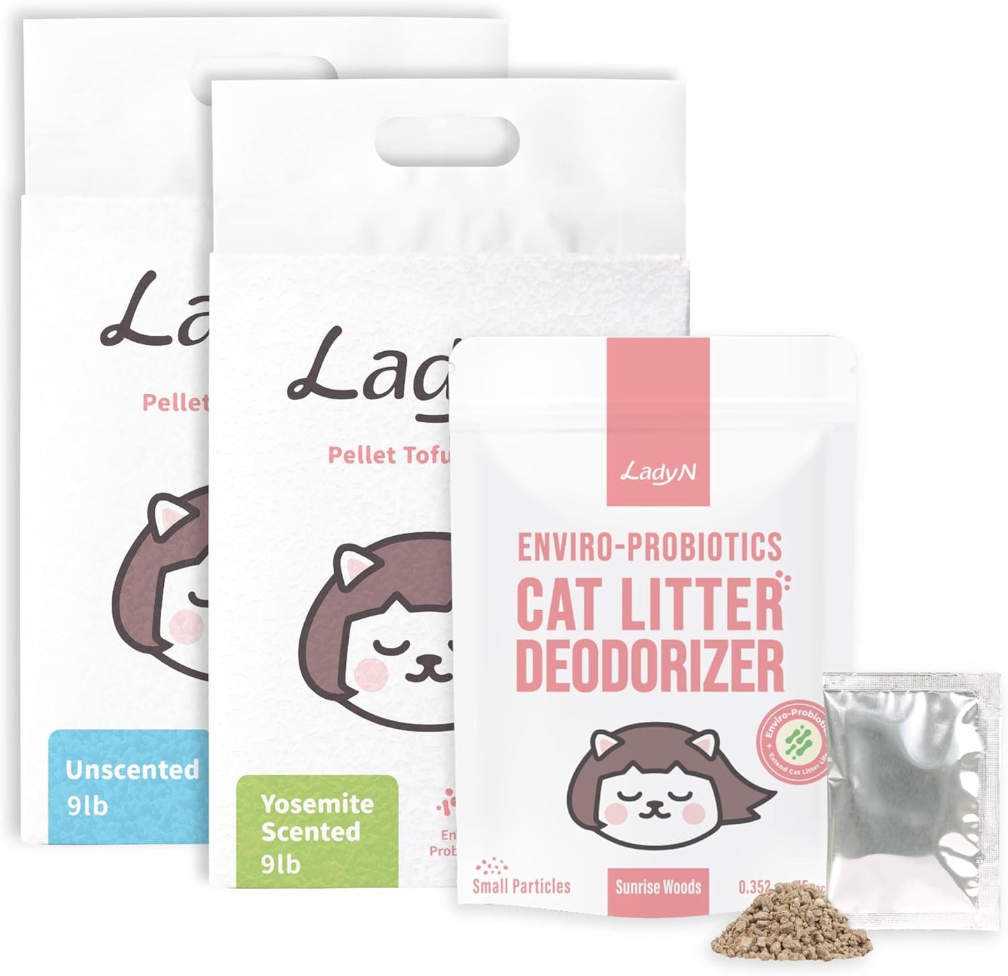 Yosemite Scented Pellet Tofu Cat Litter & Deodorizer Set – Strong Clumping, Odor Control, Easy Cleanup, Long-Lasting Freshness