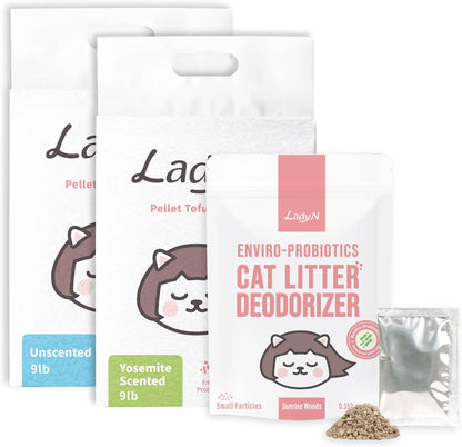 Yosemite Scented Pellet Tofu Cat Litter & Deodorizer Set – Strong Clumping, Odor Control, Easy Cleanup, Long-Lasting Freshness