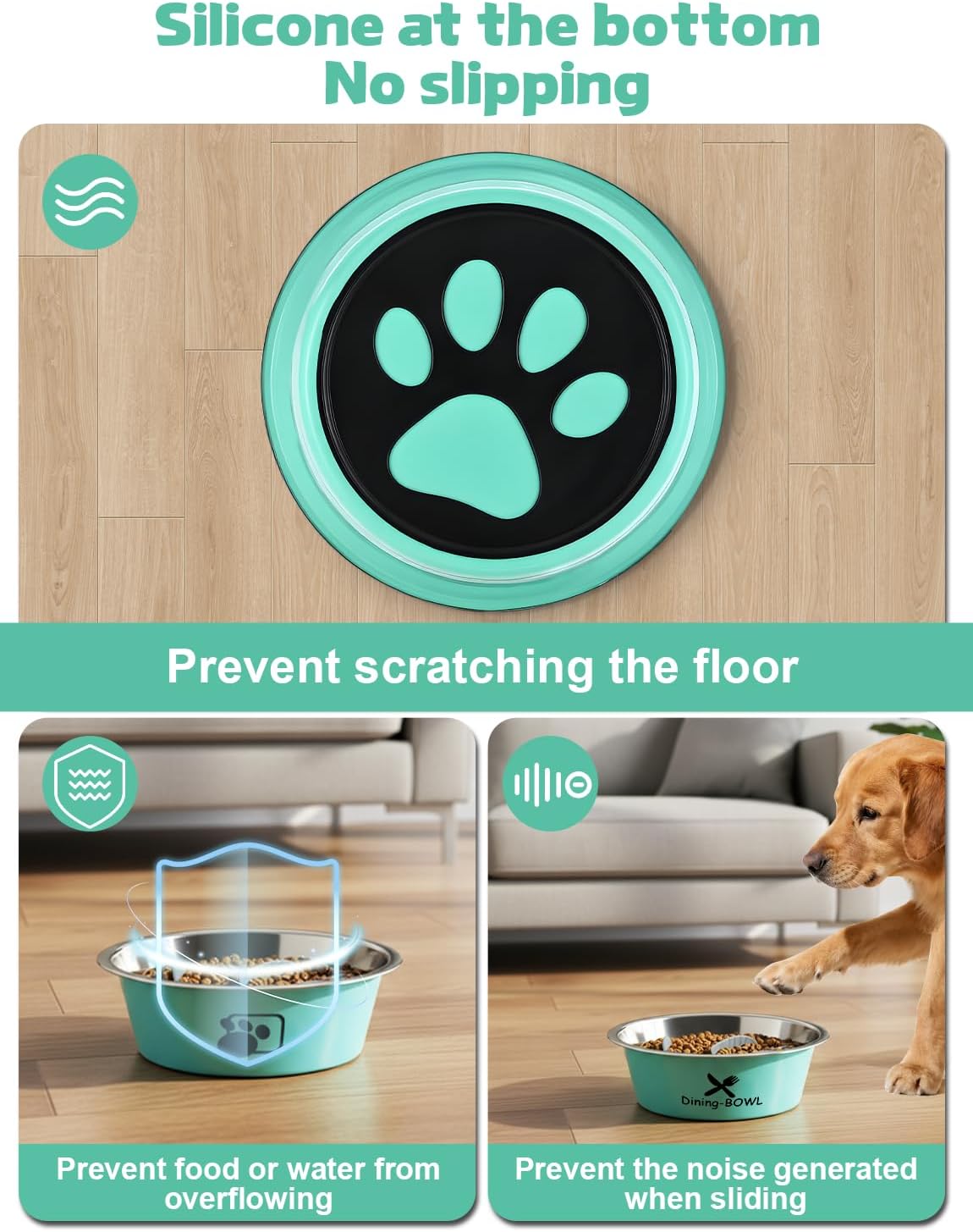 Slow Feeder Dog Bowls,6cups Large Capacity,Set of 2,Including Two Bowls and one Slow Feeder Insert,Suitable for Large and Medium-Sized Dogs