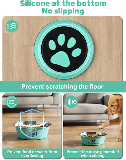 Slow Feeder Dog Bowls,6cups Large Capacity,Set of 2,Including Two Bowls and one Slow Feeder Insert,Suitable for Large and Medium-Sized Dogs