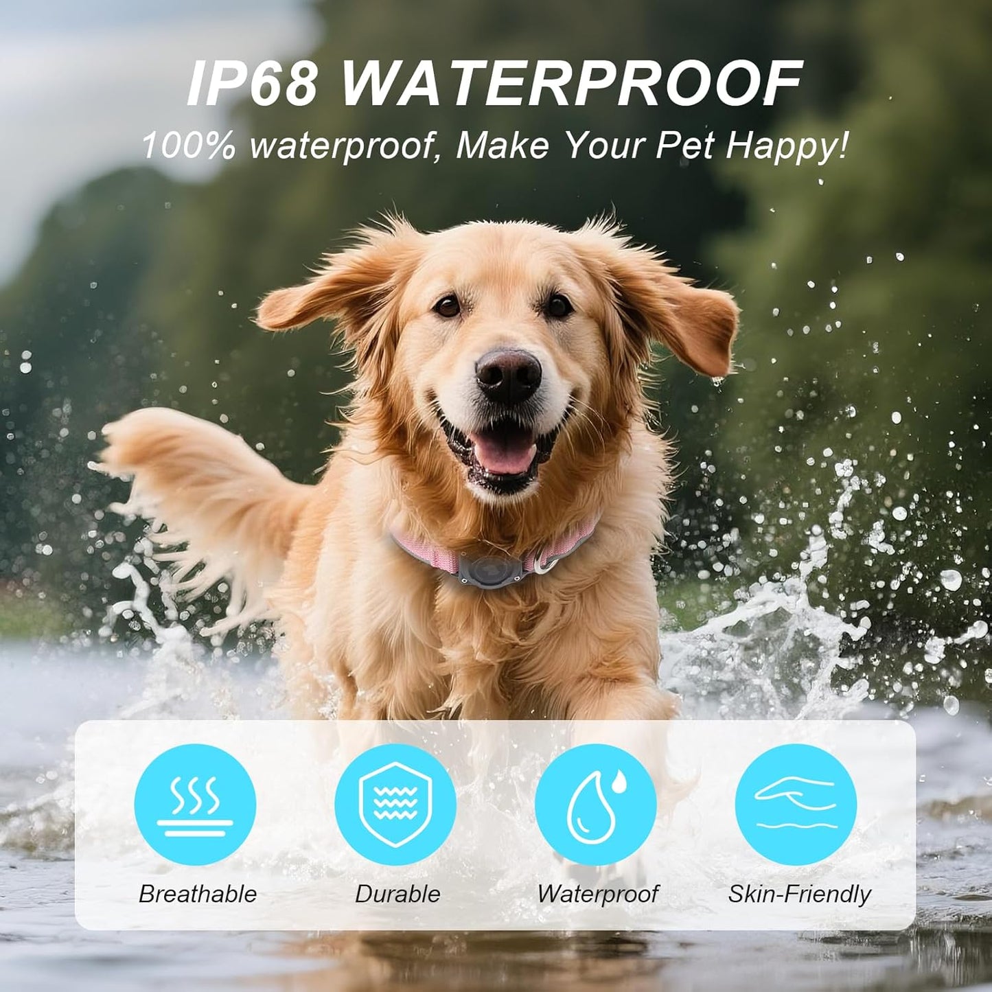 Waterproof Airtag Dog Collar - Nylon Collar with Durable Airtag Holder, Reflective&Anti-Lost with Safety Metal Buckle, Soft Padded Adjustable for Small Medium Large Dogs Pink L