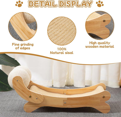 Cat Scratcher Bed Sisal Cat Scratching Pad 27 Inches Scratch Lounger for Indoor Cats Hammock Chair with Large Sisal Ball, Furniture Protector
