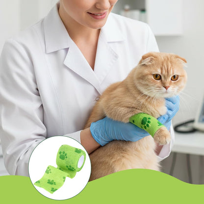 6 Rolls Dog Bandage Vet Wrap Bulk for Wound Care Non-Woven Self Adhesive Bandage Wrap for Horse, Cat, Bird, Pet Animal (Green,2 Inches X 5 yd)