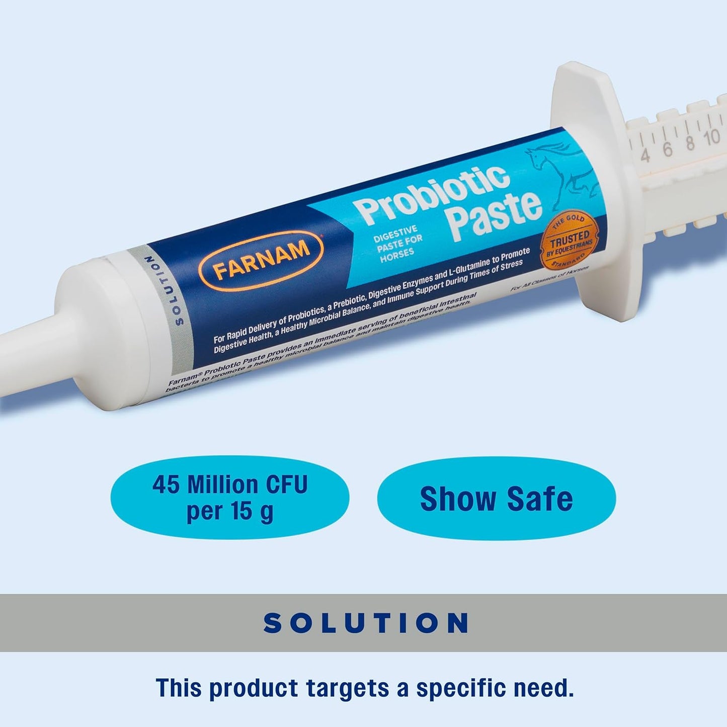 Farnam Probiotic Paste for Horses, Rapid Delivery Digestive and Immune Health Supplement Supports a Healthy Microbial Balance in Times of Stress