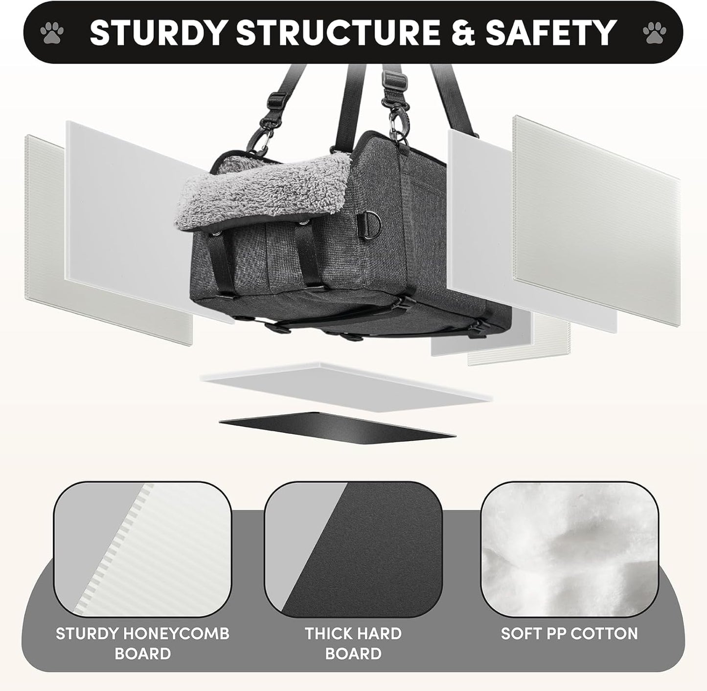 BurgeonNest Center Console Small Dog Car Seat - Portable Pet Cat Puppy Booster Armrest Carseat Up to 11lbs, Anti-Collapse Comfort Car Travel with Washable Fluffy Cushion and Pillow, Grey