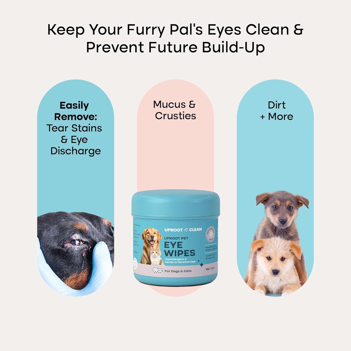 Uproot Clean Easy Pet Hygiene Bundle: Dog Ear Cleaner Finger Wipes, Cat Eye Wipes, Dog Paw Cleaner, & Pre-Soaked QuickClean Gloves Pro - Save Time After Messy Walks and Keep Your Furry Pals Tidy
