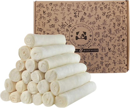 Retriever Roll 8-9 inch Natural Rawhide (20 Pack) - Dog Chew Treats