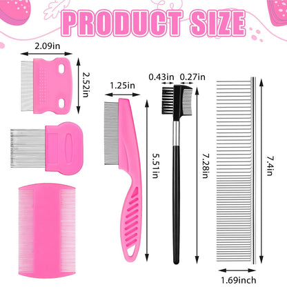 6 Pcs Pets Grooming Comb Kit Tear Stain Remover Comb Dog Face Combs for Eye Cleaning Gentle Grooming Tool Dematting Tool for Cats Dogs Remove Knots Stains Crust Mucus