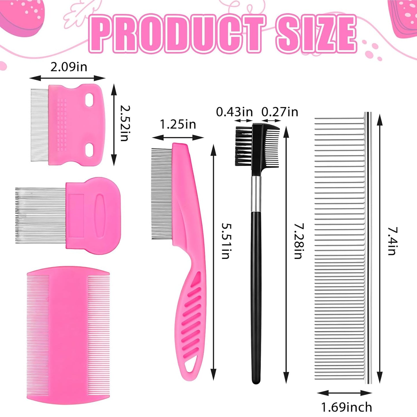 6 Pcs Pets Grooming Comb Kit Tear Stain Remover Comb Dog Face Combs for Eye Cleaning Gentle Grooming Tool Dematting Tool for Cats Dogs Remove Knots Stains Crust Mucus