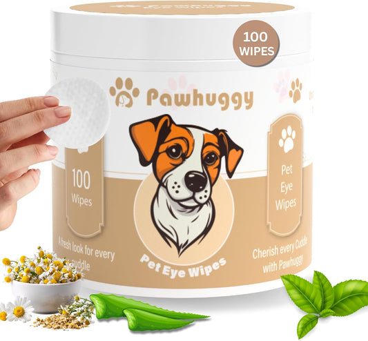100 Wipes - Pet Eye Wipes - Tear Stain Remover for Dogs & Cats, Puppy Essentials for Pet Parents - Gently Cleans Eyes & Reduces Tear Stains for a Fresh Look, Empathetic Care