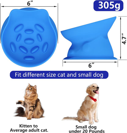 Slow Feed Cat Bowl, Elevated Cat Food Dish with Tilted Design, Dual-Use for Dry and Wet Food, Anti-Vomit, Anti-Choking, Easy to Clean