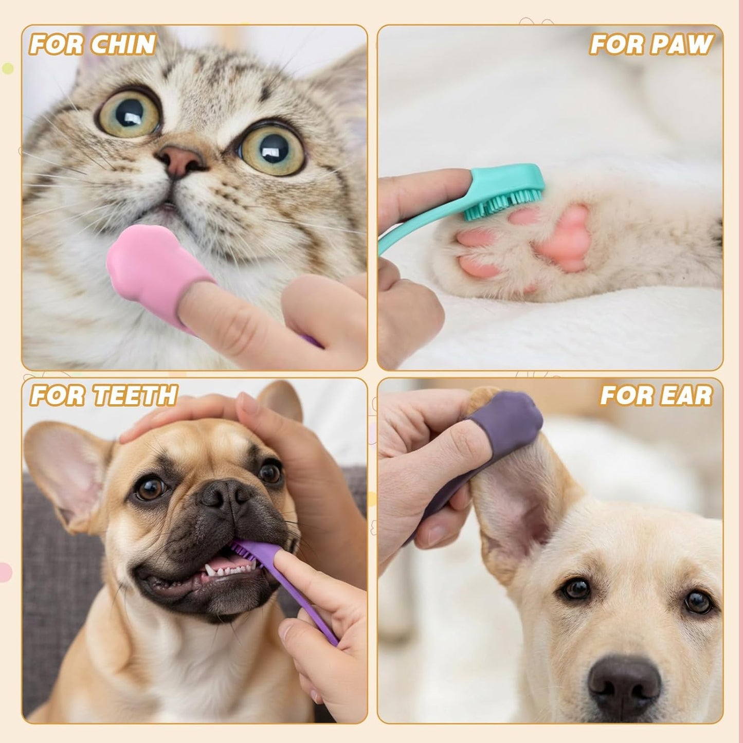 24 Pcs Silicone Finger Toothbrush for Dogs Cats Soft Bristles Pet Tooth Brushing Kit Gentle Dental Care Kits Teeth Cleaning Supplies Bulk for Large and Small Dogs Cats Puppy
