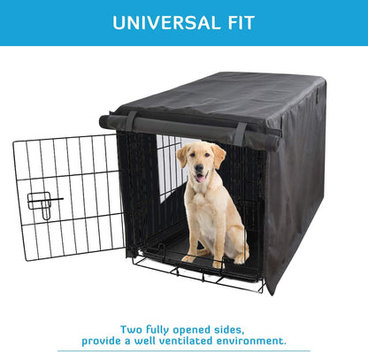 HONEST OUTFITTERS Dog Crate Cover 36 Inch Kennel for Medium Dog, Heavy Duty Oxford Fabric,with Double Door, Pockets and Mesh Window (37L x 24W x 25H,Black)