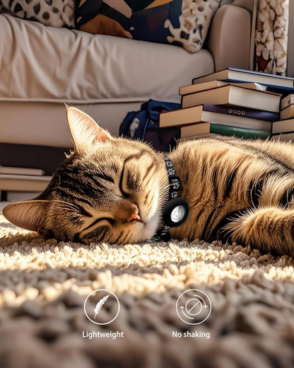 Joytale Reflective AirTag Cat Collar, Breakaway Buckle, 2 Pack Lightweight AirTag Holder Pet Collars with Bell, Adjustable 7.5-12.5 Inch for Girl Boy Cats Kitten Puppy, Black