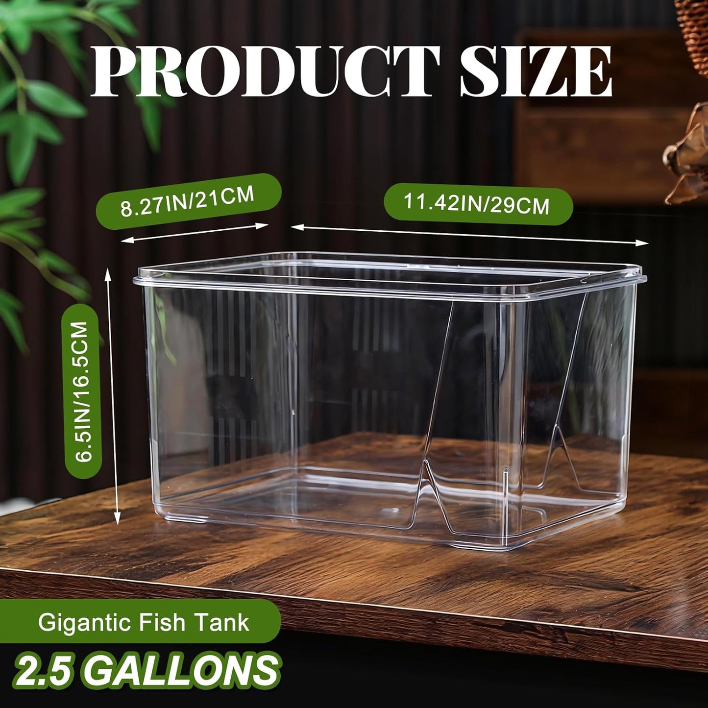 Geelin 2.5 Gallon Plastic Fish Tank Large Bowl Shatterproof with Crystal Clear Clarity for Terrarium, Flower Vase Centerpiece Gift for Fish Lovers(Square)