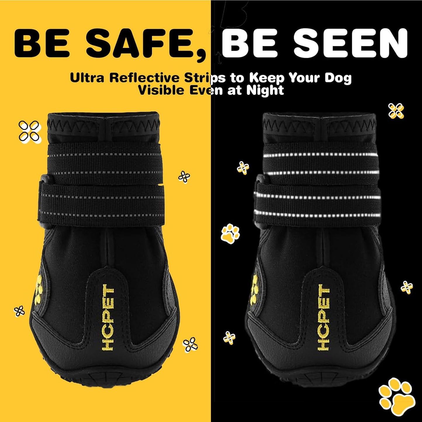 Hcpet Dog Shoes, Dog Boots for Large Dogs, Waterproof Dog Booties Paw Protector for Summer Hot Pavement, Winter Snowy Day, Outdoor Walking, Indoor Hardfloors Anti Slip Sole Black Size 6