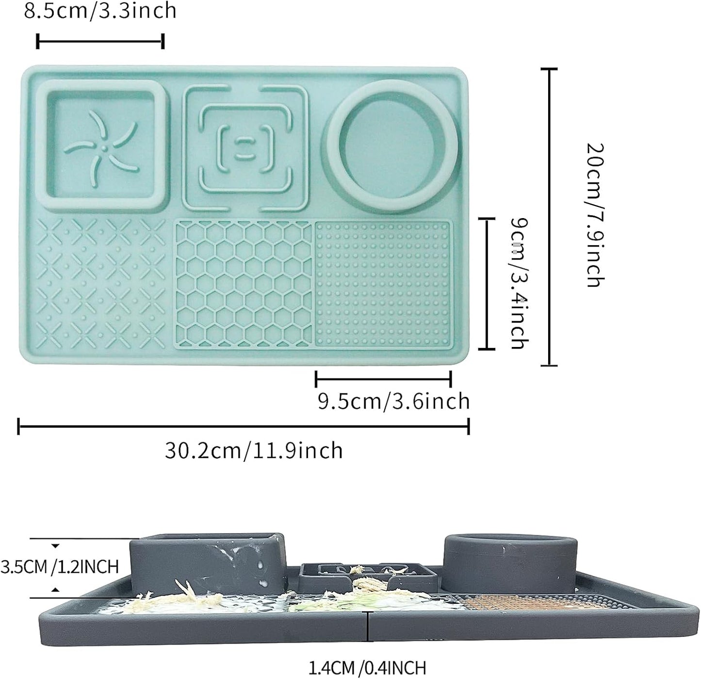 Lick Mat for Dogs, Dog Cat Licking Pad Mats for Butter Yogurt Peanut Frozen Food, Dog Slow Feeder Puzzle Bowl, Silicone Anti-Slip Pets Treats Feeding Mat for Large Dog/Puppy,(Green, 11.9"x7.9")
